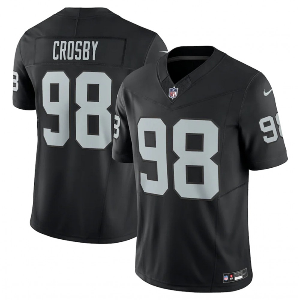 Men's Las Vegas Raiders #98 Maxx Crosby Black 2023 F.U.S.E Vapor Untouchable Stitched Football Jersey Men's Las Vegas Raiders #98 Maxx Crosby Black 2023 F.U.S.E Vapor Untouchable Stitched Football Jersey