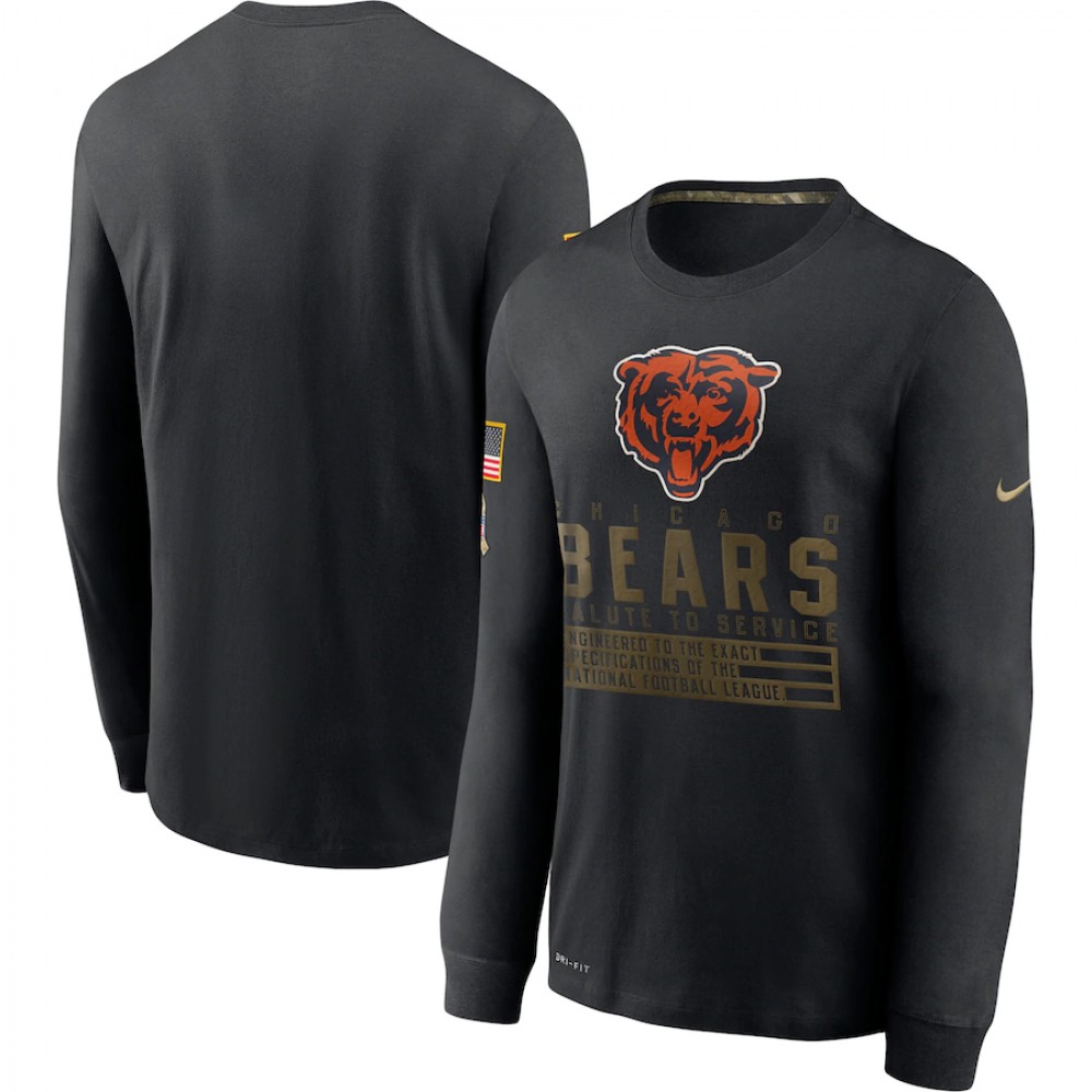 Men's Chicago Bears 2020 Black Salute to Service Sideline Performance Long Sleeve T-Shirt Men's Chicago Bears 2020 Black Salute to Service Sideline Performance Long Sleeve T-Shirt