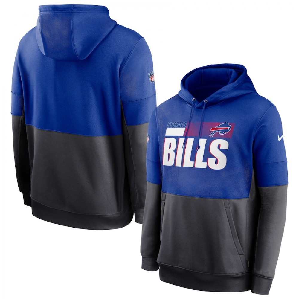 Men's Buffalo Bills Royal/Charcoal Sideline Impact Lockup Performance Pullover Hoodie Men's Buffalo Bills Royal/Charcoal Sideline Impact Lockup Performance Pullover Hoodie