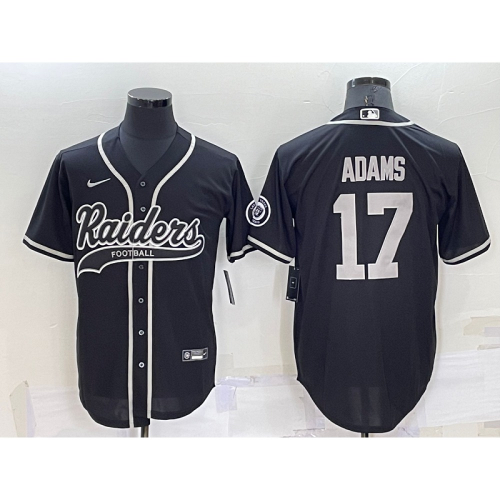Men's Las Vegas Raiders #17 Davante Adams Black Cool Base Stitched Baseball Jersey Men's Las Vegas Raiders #17 Davante Adams Black Cool Base Stitched Baseball Jersey