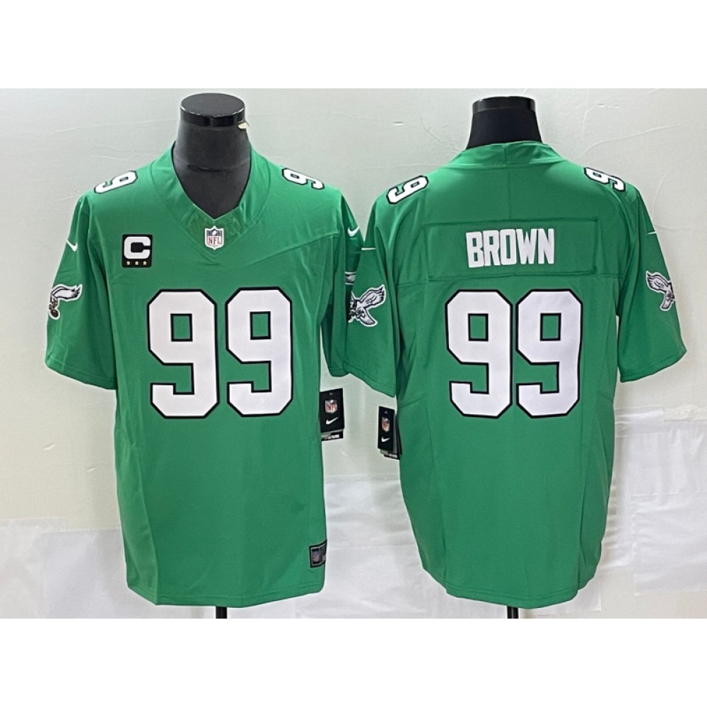 Men's Philadelphia Eagles #99 Jerome Brown Green 2023 F.U.S.E. With 3-star C Patch Vapor Untouchable Stitched Football Jersey Men's Philadelphia Eagles #99 Jerome Brown Green 2023 F.U.S.E. With 3-star C Patch Vapor Untouchable Stitched Football Jersey