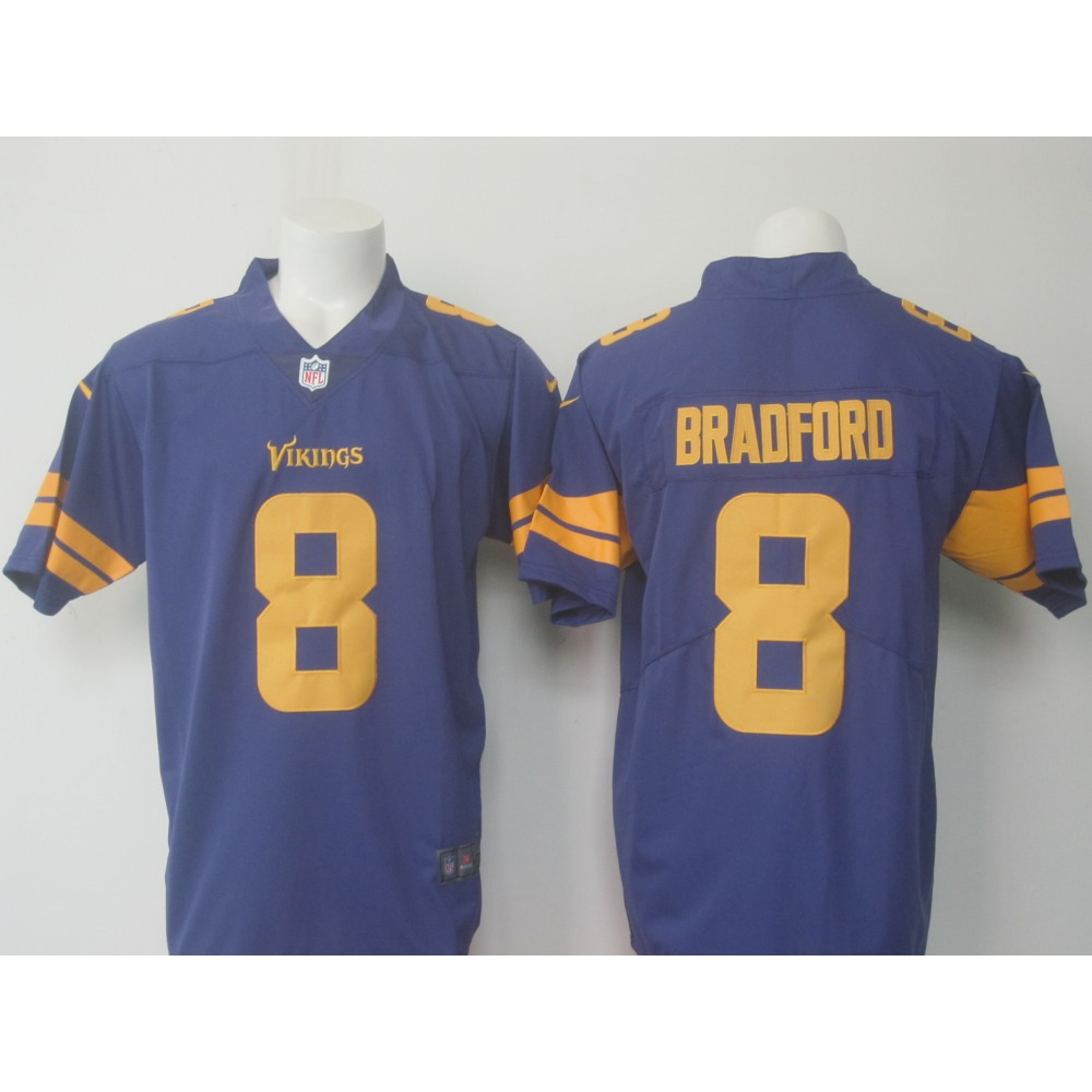 Men's Nike Vikings #8 Sam Bradford Purple Limited Rush Stitched NFL Jersey