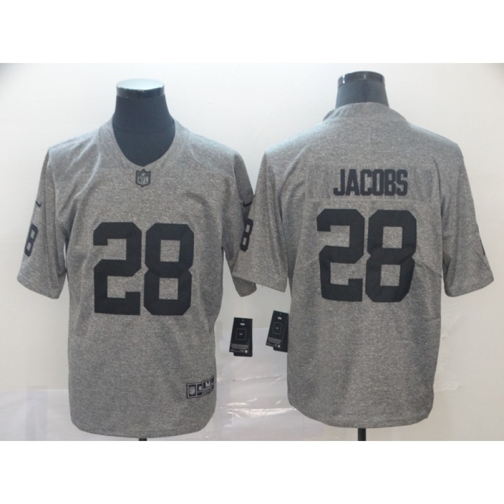 Men's Oakland Raiders #28 Josh Jacobs Grey Limited Stitched NFL Jersey Men's Oakland Raiders #28 Josh Jacobs Grey Limited Stitched NFL Jersey
