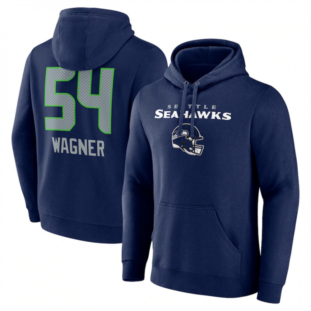 Men's Seattle Seahawks #54 Navy Team Wordmark Player Name & Number Pullover Hoodie Men's Seattle Seahawks #54 Navy Team Wordmark Player Name & Number Pullover Hoodie