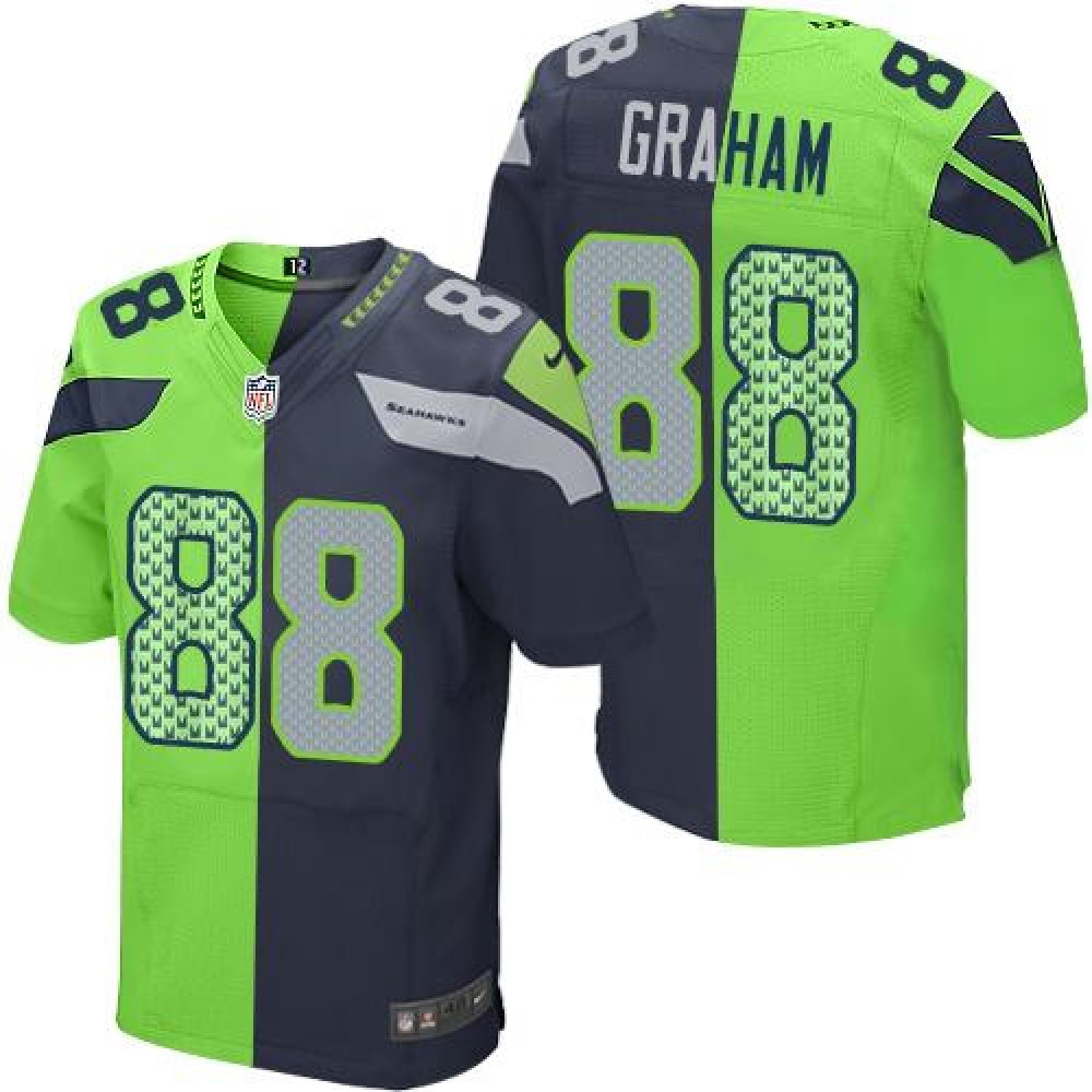 Nike Seahawks #88 Jimmy Graham Steel Blue/Green Men's Stitched NFL Elite Split Jersey Nike Seahawks #88 Jimmy Graham Steel Blue/Green Men's Stitched NFL Elite Split Jersey