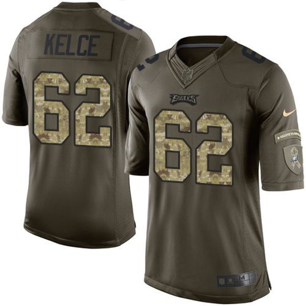 Nike Eagles #62 Jason Kelce Green Men's Stitched NFL Limited Salute to Service Jersey Nike Eagles #62 Jason Kelce Green Men's Stitched NFL Limited Salute to Service Jersey