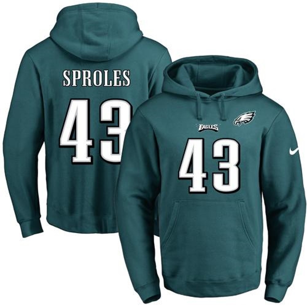 Nike Eagles #43 Darren Sproles Midnight Green Name & Number Pullover NFL Hoodie Nike Eagles #43 Darren Sproles Midnight Green Name & Number Pullover NFL Hoodie