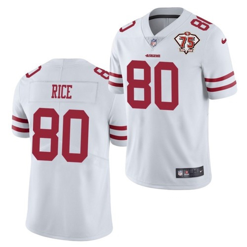 Men's San Francisco 49ers #80 Jerry Rice 2020 White Salute To Service Limited Stitched Jersey Men's San Francisco 49ers #80 Jerry Rice 2020 White Salute To Service Limited Stitched Jersey