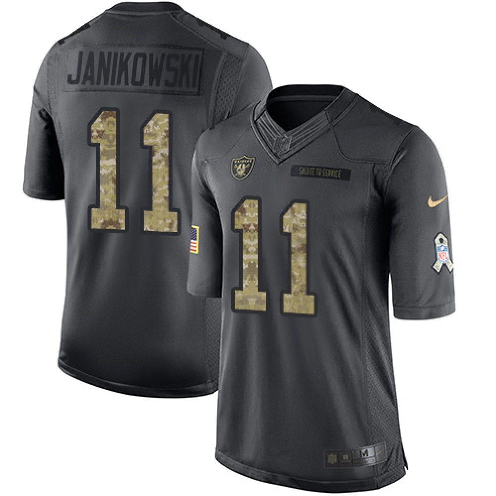 Nike Raiders #11 Sebastian Janikowski Black Men's Stitched NFL Limited 2016 Salute To Service Jersey Nike Raiders #11 Sebastian Janikowski Black Men's Stitched NFL Limited 2016 Salute To Service Jersey