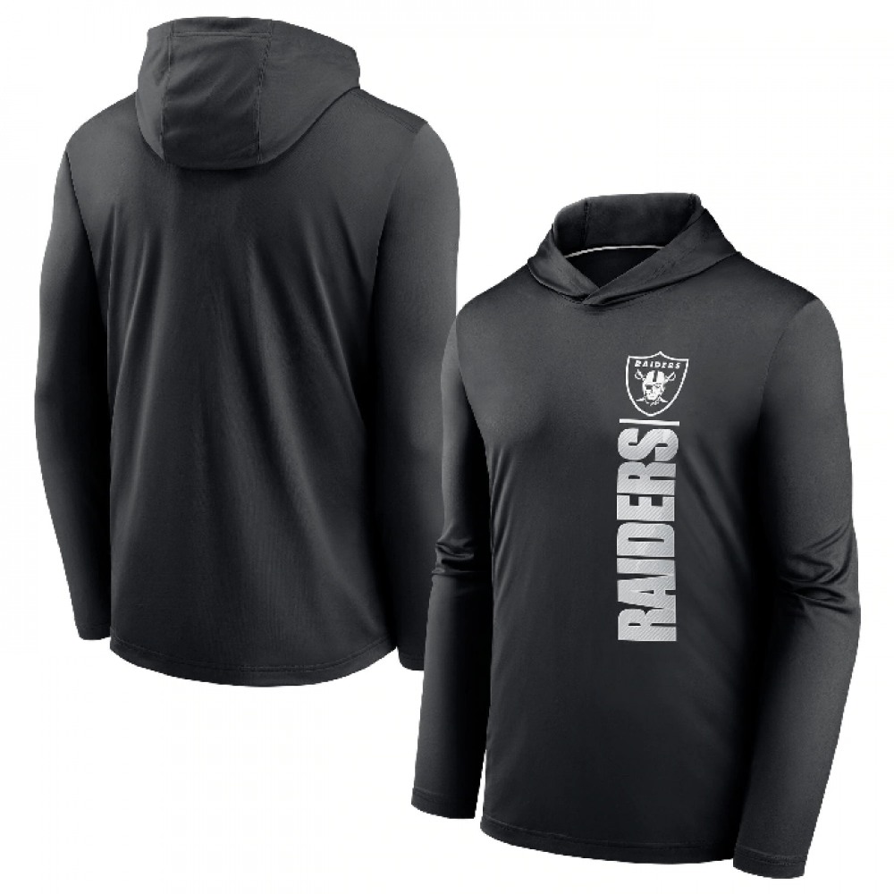 Men's Las Vegas Raiders Black Fan Gear Team Stack Hoodie Performance Long Sleeve T-Shirt Men's Las Vegas Raiders Black Fan Gear Team Stack Hoodie Performance Long Sleeve T-Shirt