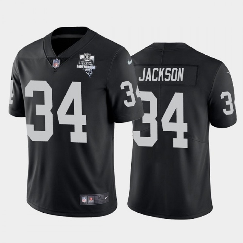 Men's Las Vegas Raiders #34 Bo Jackson Black 2020 Inaugural Season Vapor Limited Stitched Jersey Men's Las Vegas Raiders #34 Bo Jackson Black 2020 Inaugural Season Vapor Limited Stitched Jersey