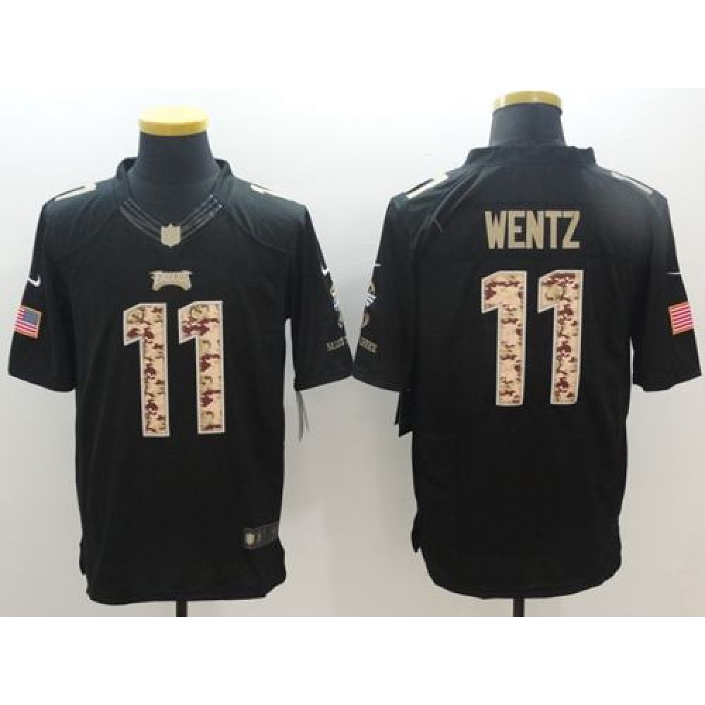 Nike Eagles #11 Carson Wentz Black Men's Stitched NFL Limited Salute to Service Jersey Nike Eagles #11 Carson Wentz Black Men's Stitched NFL Limited Salute to Service Jersey