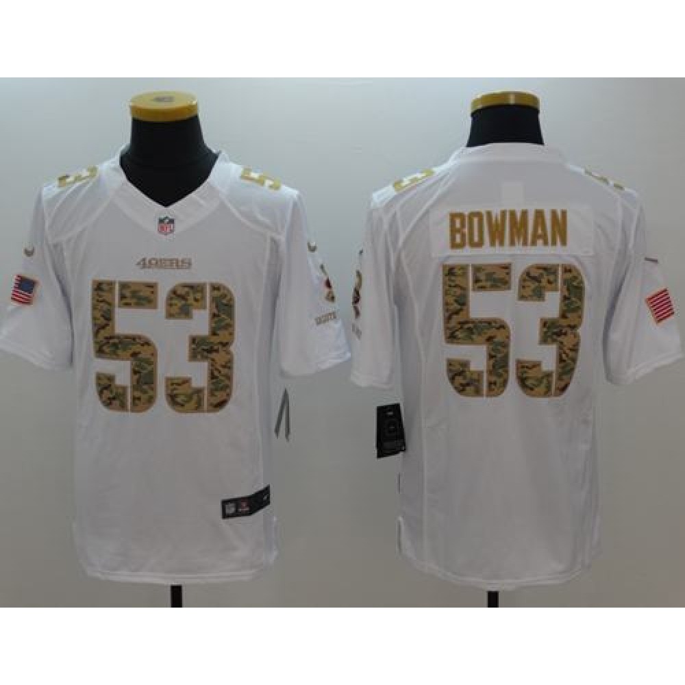 Nike 49ers #53 NaVorro Bowman White Men's Stitched NFL Limited Salute to Service Jersey