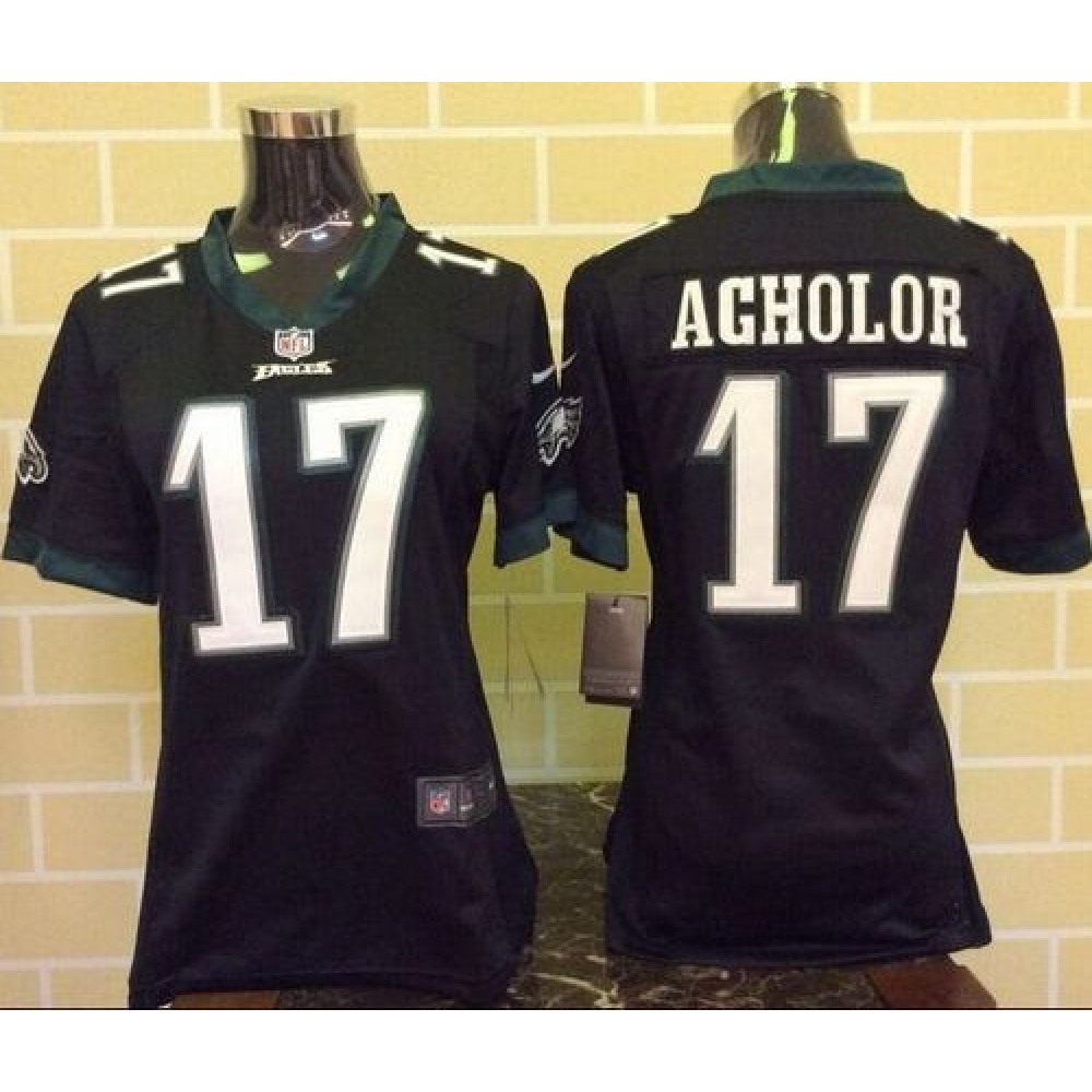 Nike Eagles #17 Nelson Agholor Black Alternate Women's Stitched NFL New Elite Jersey Nike Eagles #17 Nelson Agholor Black Alternate Women's Stitched NFL New Elite Jersey