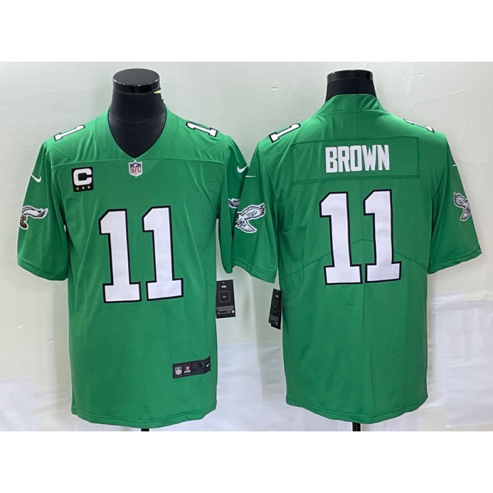 Men's Philadelphia Eagles #11 A. J. Brown Green With 3-star C Patch Stitched Football Jersey Men's Philadelphia Eagles #11 A. J. Brown Green With 3-star C Patch Stitched Football Jersey
