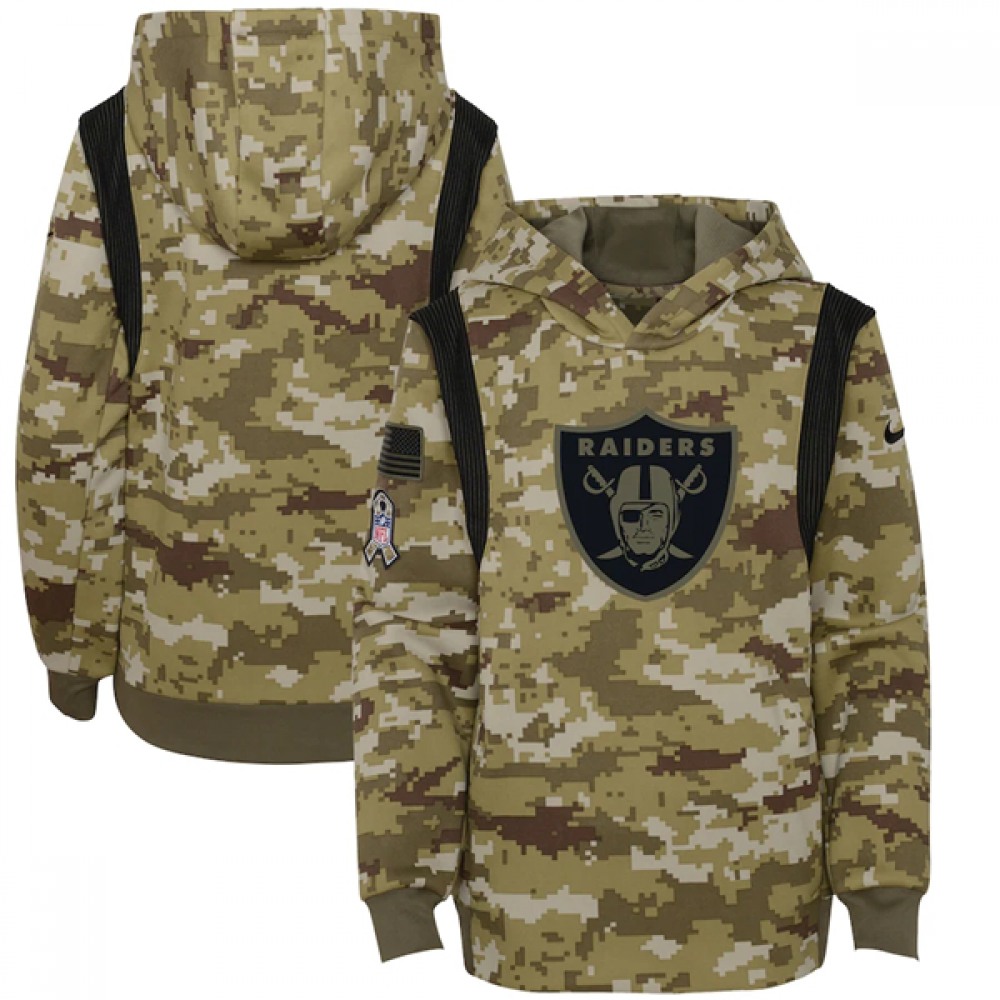 Youth Las Vegas Raiders 2021 Camo Salute To Service Therma Performance Pullover Hoodie Youth Las Vegas Raiders 2021 Camo Salute To Service Therma Performance Pullover Hoodie