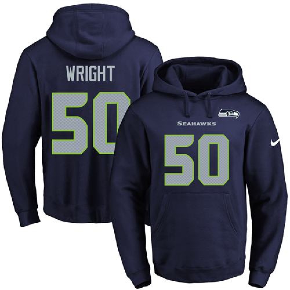 Nike Seahawks #50 K.J. Wright Navy Blue Name & Number Pullover NFL Hoodie Nike Seahawks #50 K.J. Wright Navy Blue Name & Number Pullover NFL Hoodie