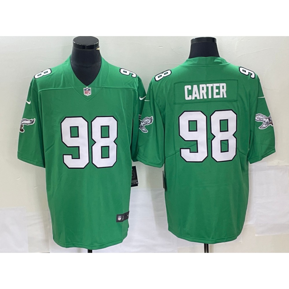 Men's Philadelphia Eagles #98 Jalen Carter Green Stitched Football Jersey Men's Philadelphia Eagles #98 Jalen Carter Green Stitched Football Jersey