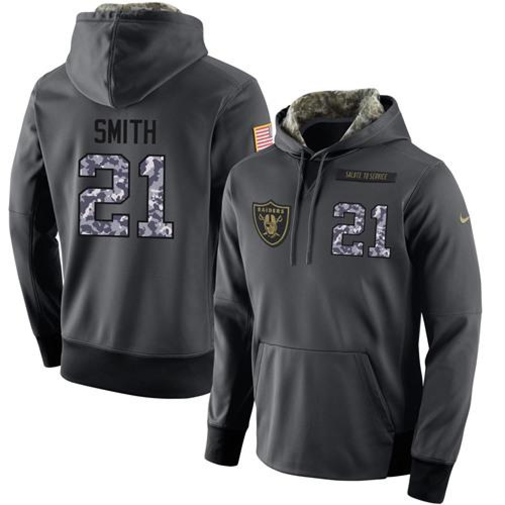 NFL Men's Nike Oakland Raiders #21 Sean Smith Stitched Black Anthracite Salute to Service Player Performance Hoodie NFL Men's Nike Oakland Raiders #21 Sean Smith Stitched Black Anthracite Salute to Service Player Performance Hoodie