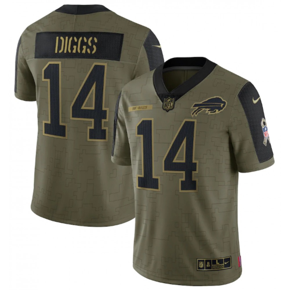 Men's Buffalo Bills #14 Stefon Diggs 2021 Olive Salute To Service Limited Stitched Jersey Men's Buffalo Bills #14 Stefon Diggs 2021 Olive Salute To Service Limited Stitched Jersey