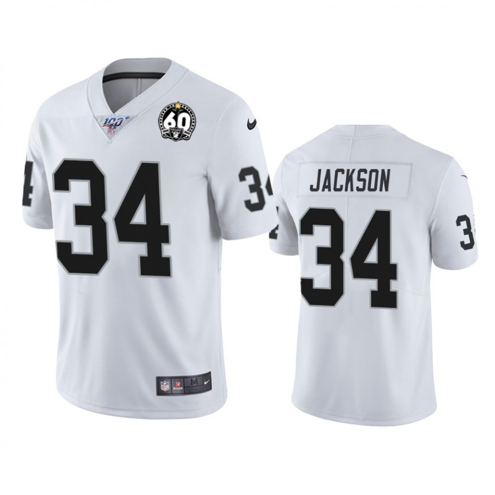 Youth Oakland Raiders #34 Bo Jackson White 2019 100th Season With 60 Patch Vapor Untouchable Limited Stitched NFL Jersey Youth Oakland Raiders #34 Bo Jackson White 2019 100th Season With 60 Patch Vapor Untouchable Limited Stitched NFL Jersey