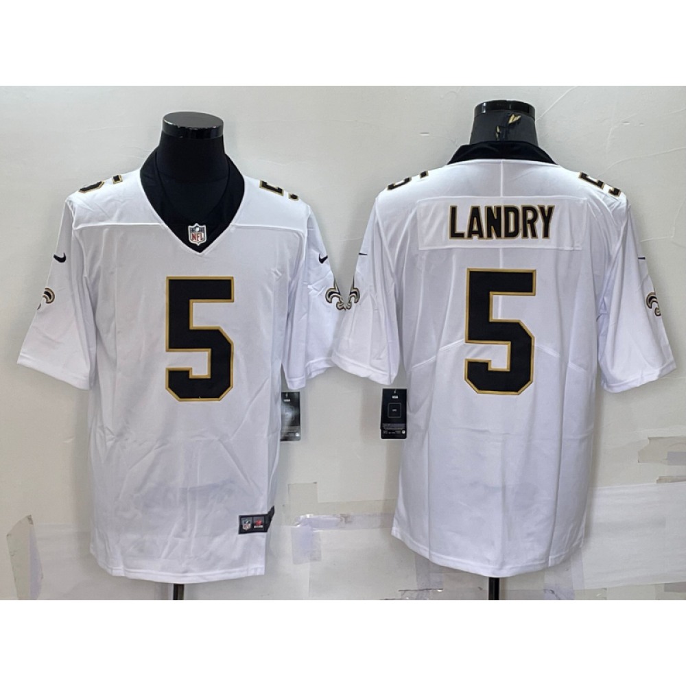 Men's New Orleans Saints #5 Jarvis Landry White Vapor Limited Stitched Jersey Men's New Orleans Saints #5 Jarvis Landry White Vapor Limited Stitched Jersey