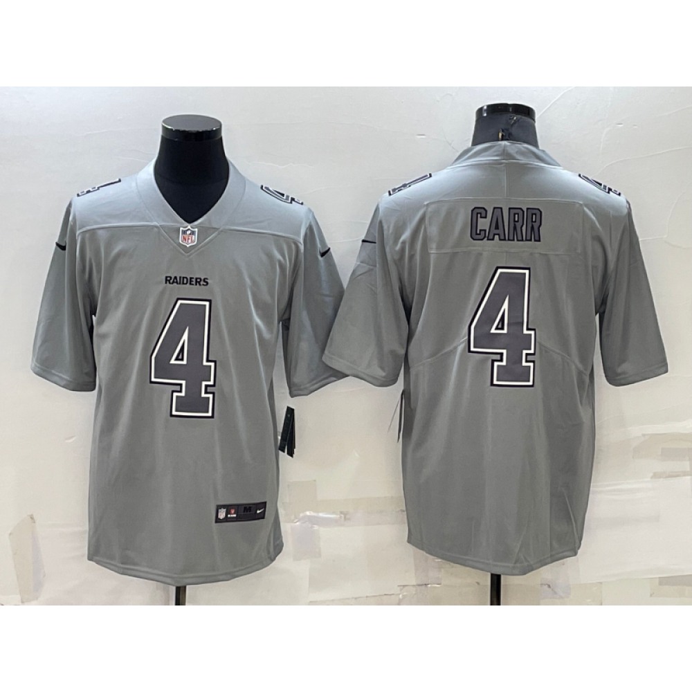 Men's Las Vegas Raiders #4 Derek Carr Grey Atmosphere Fashion Stitched Jersey Men's Las Vegas Raiders #4 Derek Carr Grey Atmosphere Fashion Stitched Jersey
