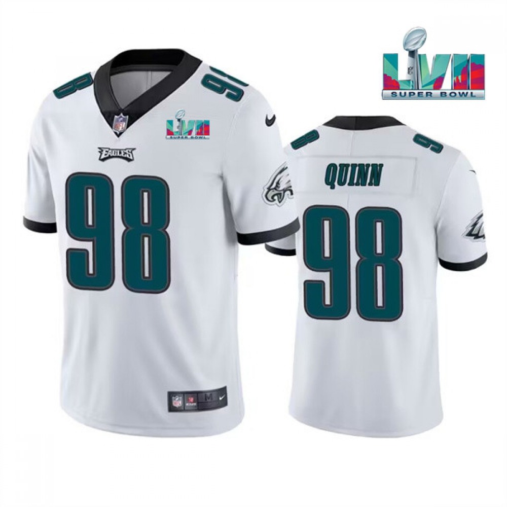 Men's Philadelphia Eagles #98 Robert Quinn White Super Bowl LVII Vapor Untouchable Limited Stitched Jersey Men's Philadelphia Eagles #98 Robert Quinn White Super Bowl LVII Vapor Untouchable Limited Stitched Jersey