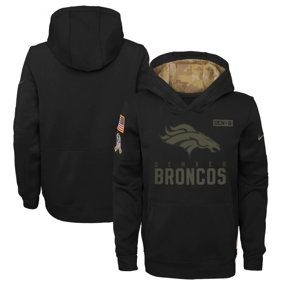 Youth Denver Broncos 2020 Black Salute to Service Sideline Performance Pullover Hoodie Youth Denver Broncos 2020 Black Salute to Service Sideline Performance Pullover Hoodie