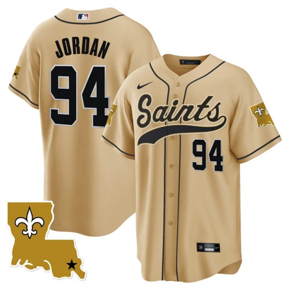 Men's New Orleans Saints #94 Cameron Jordan Gold 1987 Legacy Cool Base Stitched Baseball Jersey Men's New Orleans Saints #94 Cameron Jordan Gold 1987 Legacy Cool Base Stitched Baseball Jersey