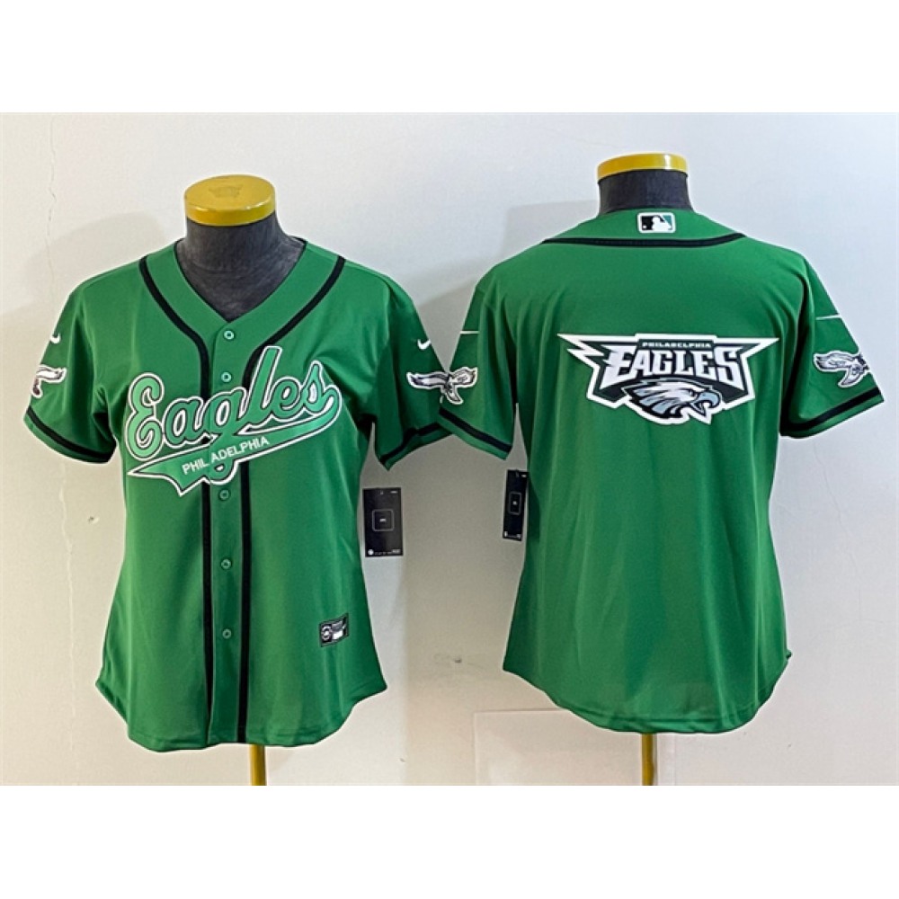 Women's Philadelphia Eagles Green Team Big Logo Cool Base Stitched Baseball Jersey(Run Small) Women's Philadelphia Eagles Green Team Big Logo Cool Base Stitched Baseball Jersey(Run Small)