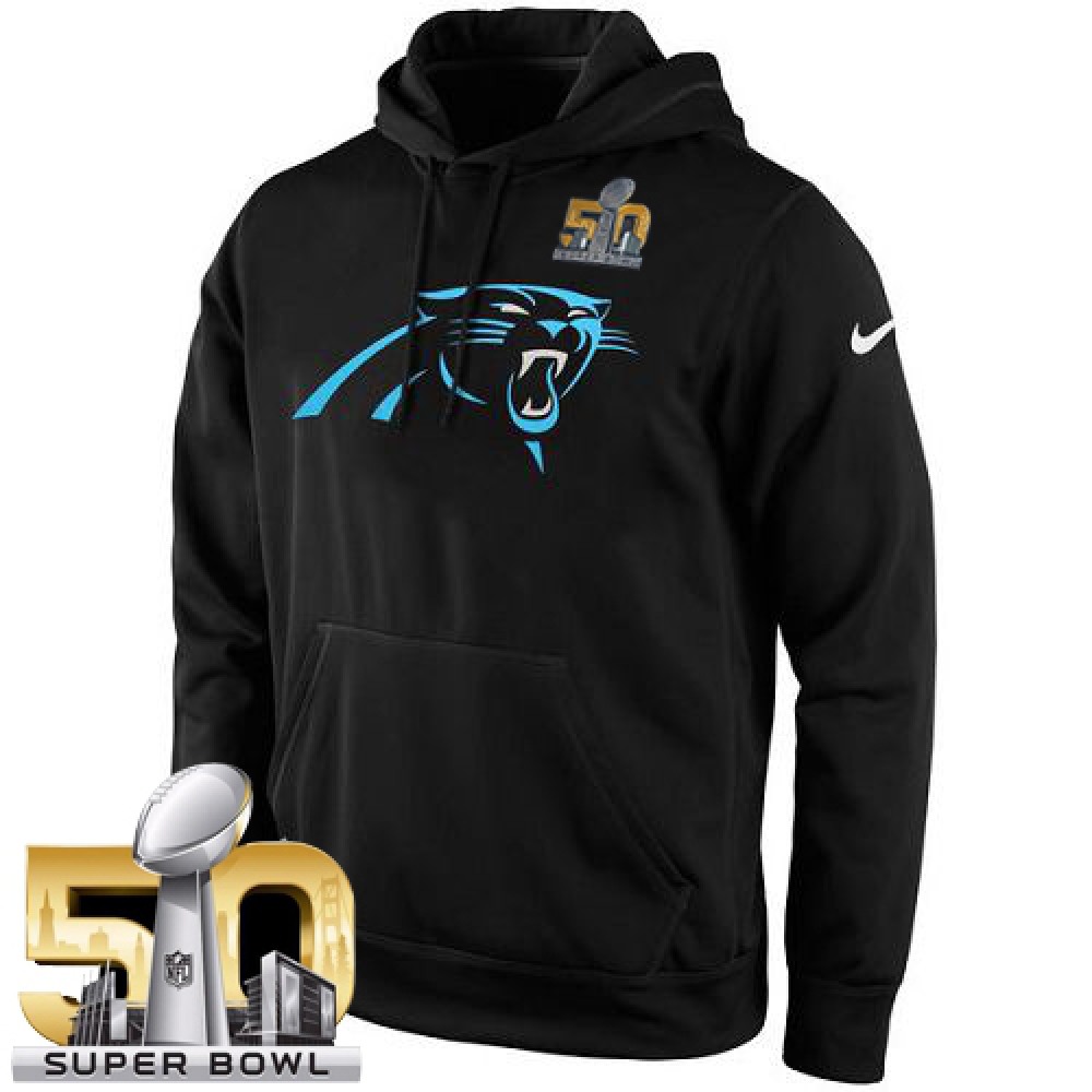 Men's Carolina Panthers Nike Black Super Bowl 50 KO Logo Essential Hoodie Men's Carolina Panthers Nike Black Super Bowl 50 KO Logo Essential Hoodie