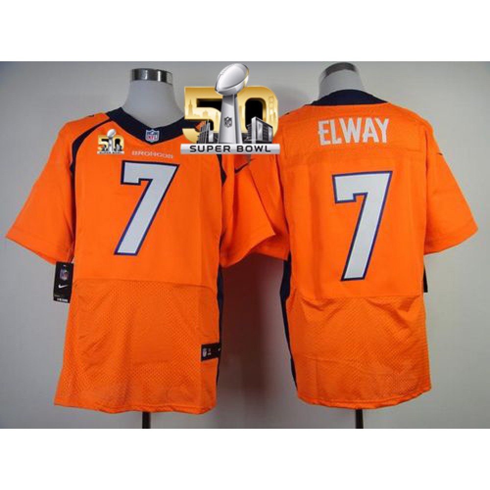 Nike Broncos #7 John Elway Orange Team Color Super Bowl 50 Men's Stitched NFL New Elite Jersey Nike Broncos #7 John Elway Orange Team Color Super Bowl 50 Men's Stitched NFL New Elite Jersey
