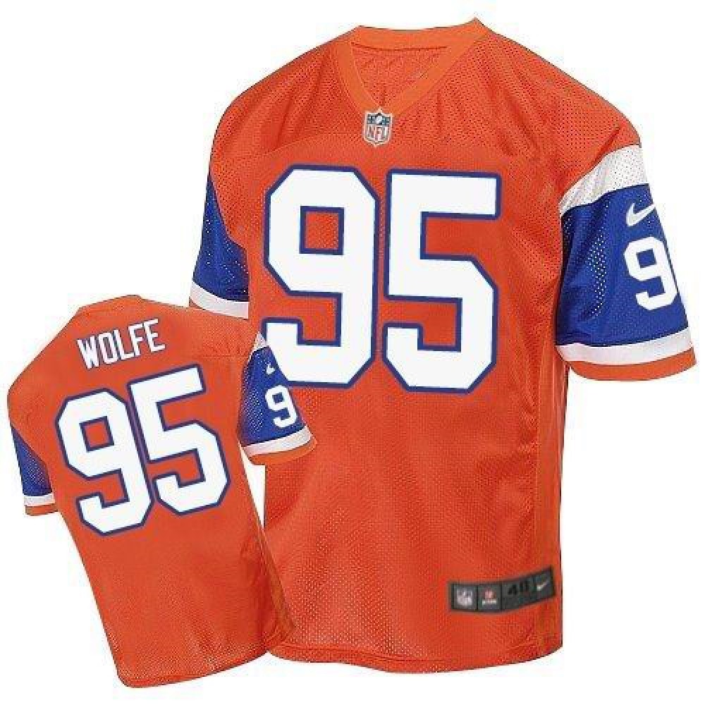 Nike Broncos #95 Derek Wolfe Orange Throwback Men's Stitched NFL Elite Jersey Nike Broncos #95 Derek Wolfe Orange Throwback Men's Stitched NFL Elite Jersey