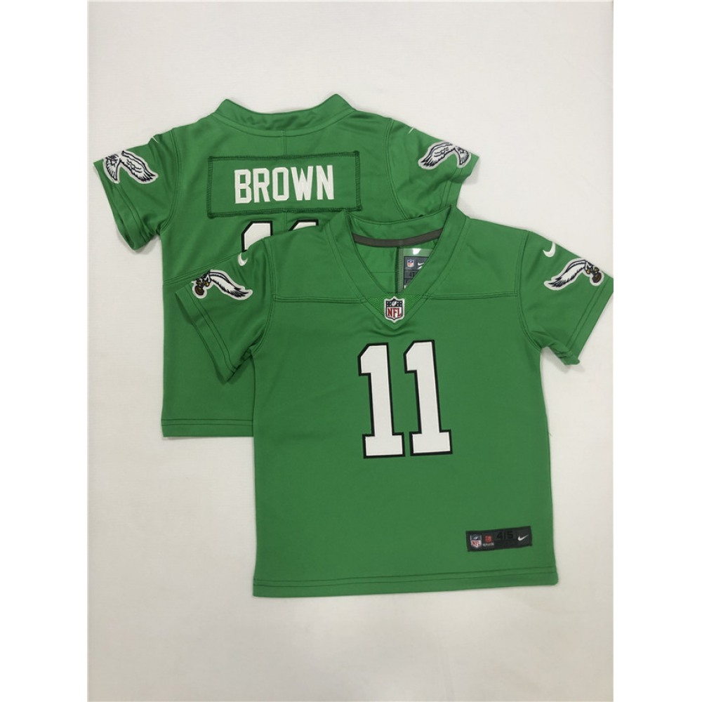 Toddlers Philadelphia Eagles #11 A. J. Brown Green Vapor Throwback Stitched Football Jersey Toddlers Philadelphia Eagles #11 A. J. Brown Green Vapor Throwback Stitched Football Jersey