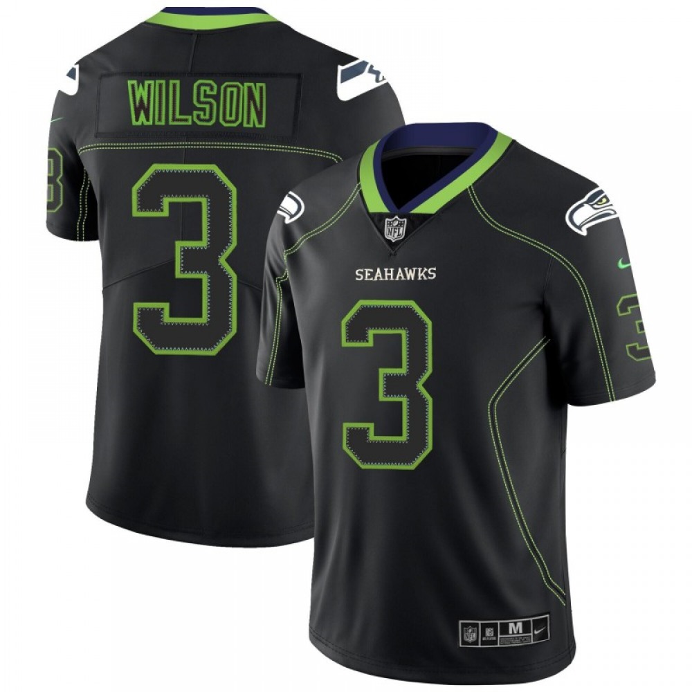 Men's Seattle Seahawks #3 Russell Wilson Black 2018 Lights Out Color Rush NFL Limited Stitched Jersey Men's Seattle Seahawks #3 Russell Wilson Black 2018 Lights Out Color Rush NFL Limited Stitched Jersey