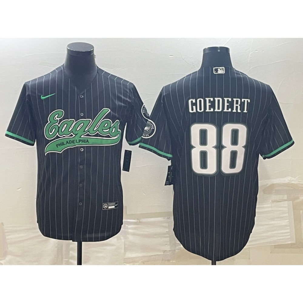 Men's Philadelphia Eagles #88 Dallas Goedert Black With Patch Cool Base Stitched Baseball Jersey Men's Philadelphia Eagles #88 Dallas Goedert Black With Patch Cool Base Stitched Baseball Jersey