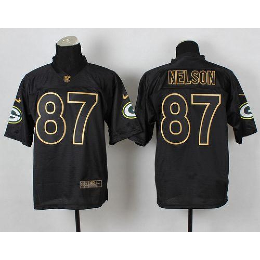 Nike Packers #87 Jordy Nelson Black Gold No. Fashion Men's Stitched NFL Elite Jersey