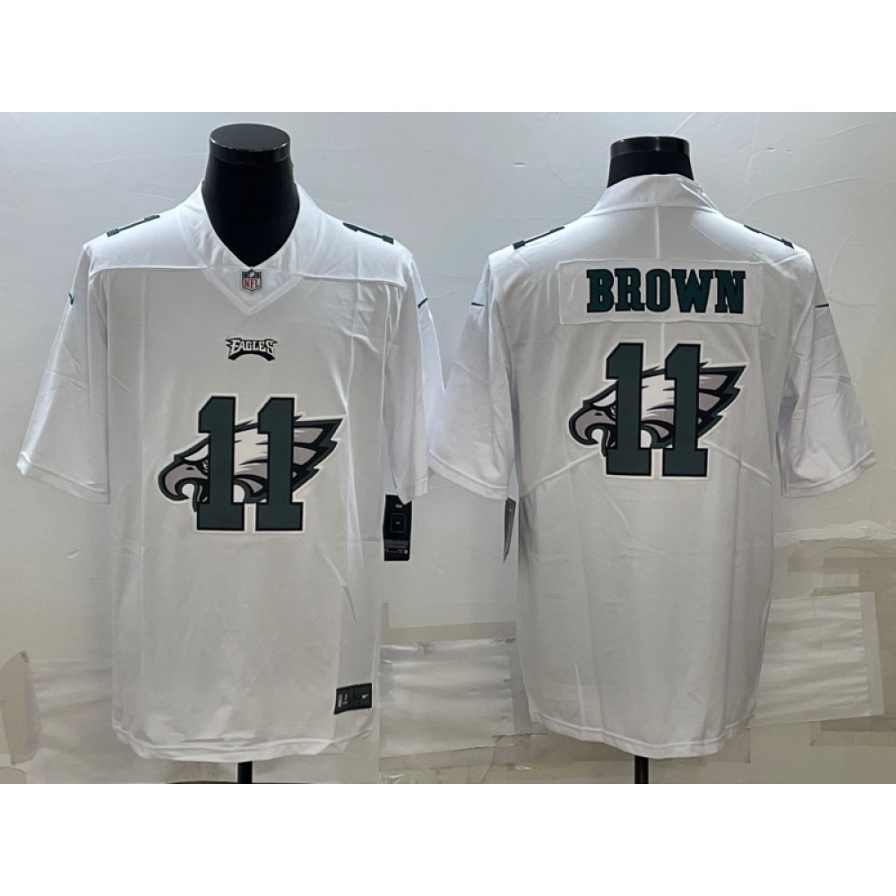 Men's Philadelphia Eagles #11 A. J. Brown White Shadow Logo Limited Stitched Jersey Men's Philadelphia Eagles #11 A. J. Brown White Shadow Logo Limited Stitched Jersey