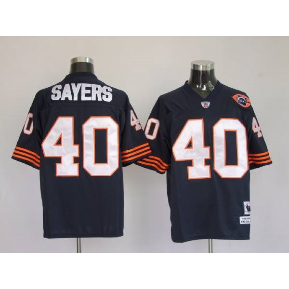 Mitchell & Ness Bears #40 Gale Sayers Blue With Big Number Bear Patch Stitched Throwback NFL Jersey Mitchell & Ness Bears #40 Gale Sayers Blue With Big Number Bear Patch Stitched Throwback NFL Jersey