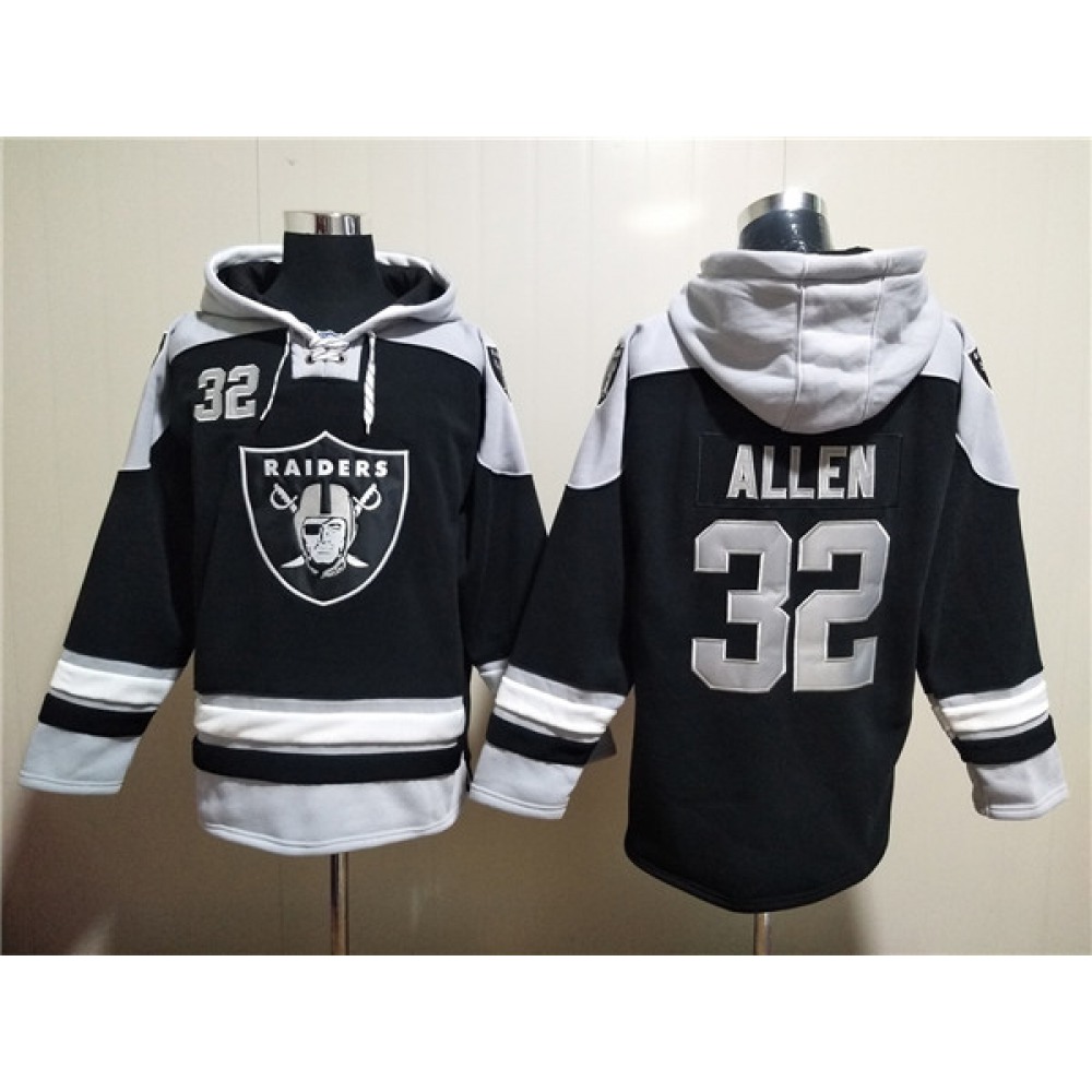 Men's Las Vegas Raiders #32 Marcus Allen Black Ageless Must-Have Lace-Up Pullover Hoodie