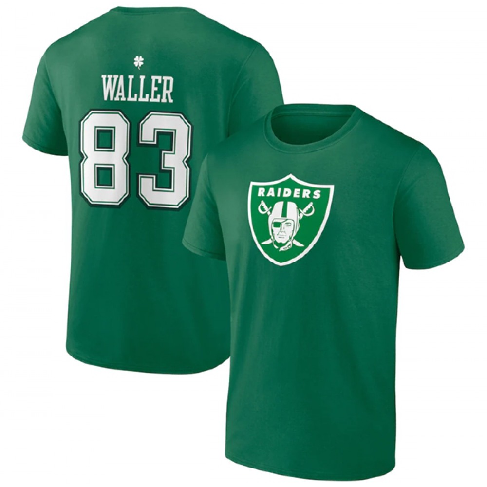 Men's Las Vegas Raiders #83 Darren Waller Green St. Patrick's Day Icon Player T-Shirt Men's Las Vegas Raiders #83 Darren Waller Green St. Patrick's Day Icon Player T-Shirt