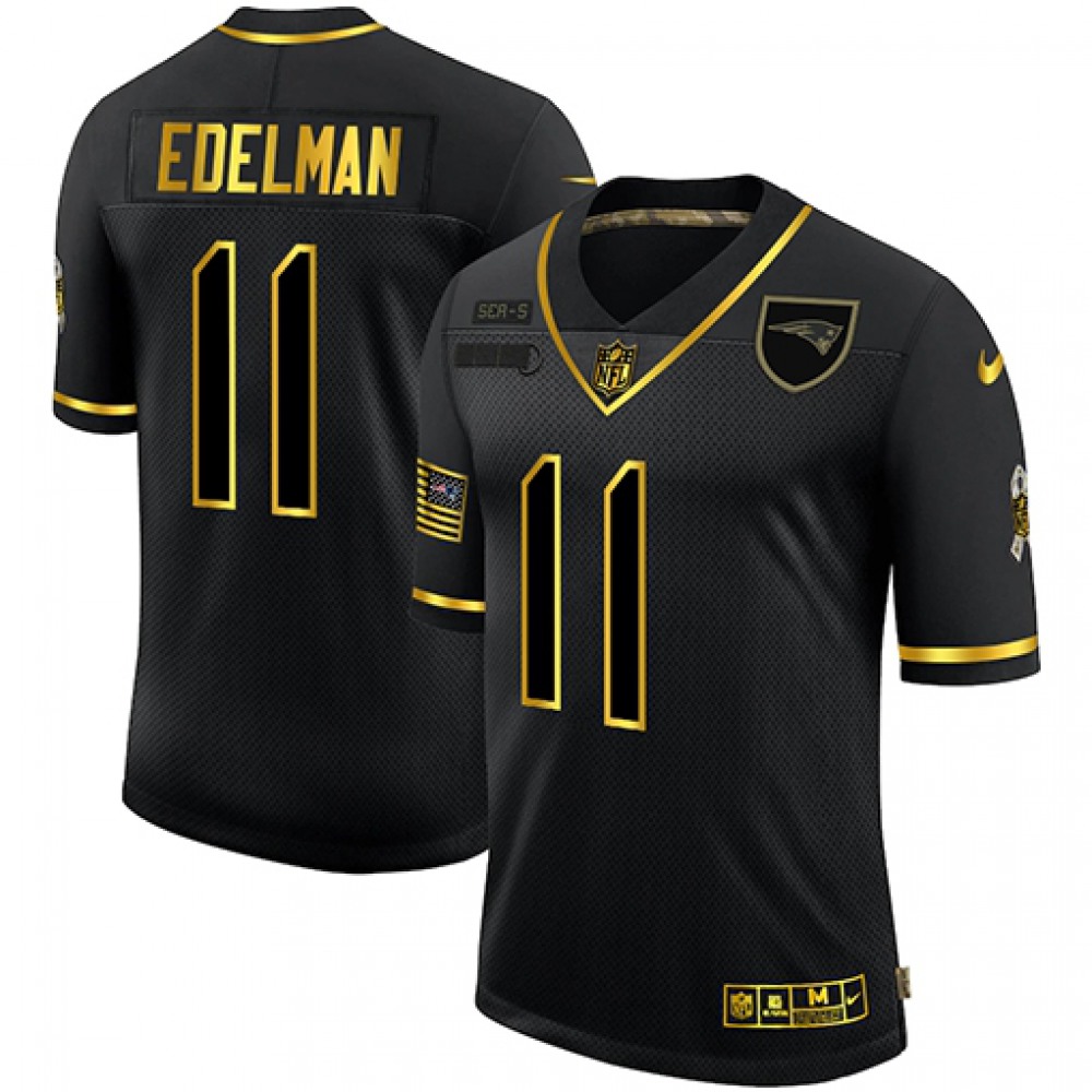 Men's New England Patriots #11 Julian Edelman 2020 Black/Gold Salute To Service Limited Stitched Jersey Men's New England Patriots #11 Julian Edelman 2020 Black/Gold Salute To Service Limited Stitched Jersey