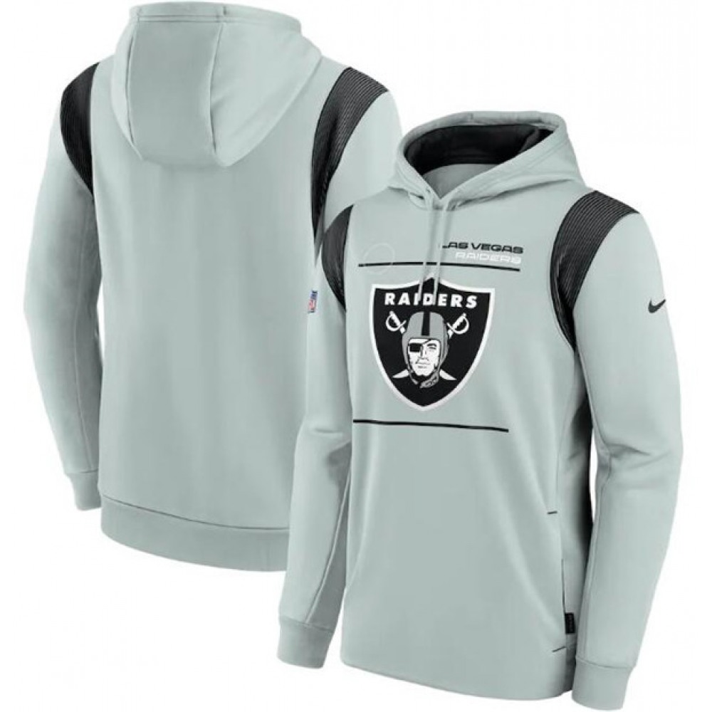 Men's Las Vegas Raiders 2021 Gray Sideline Logo Performance Pullover Hoodie Men's Las Vegas Raiders 2021 Gray Sideline Logo Performance Pullover Hoodie