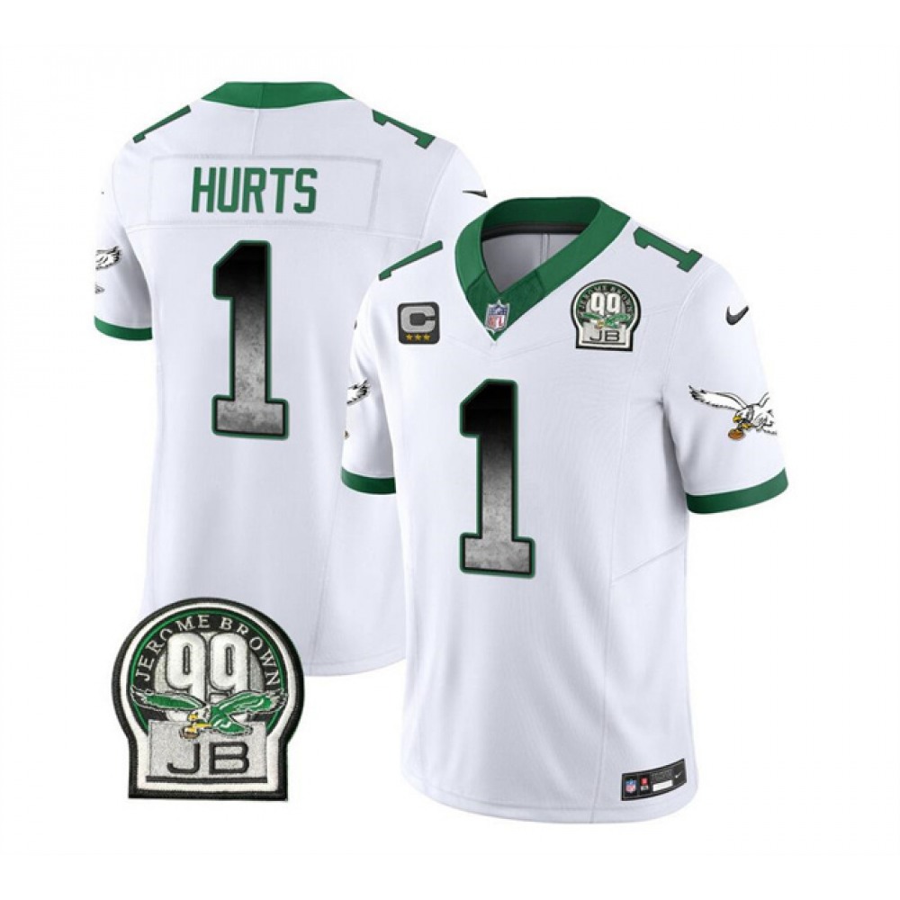 Men's Philadelphia Eagles #1 Jalen Hurts White 2023 F.U.S.E. With 3-star C Patch Throwback Vapor Untouchable Limited Stitched Football Jersey Men's Philadelphia Eagles #1 Jalen Hurts White 2023 F.U.S.E. With 3-star C Patch Throwback Vapor Untouchable Limited Stitched Football Jersey