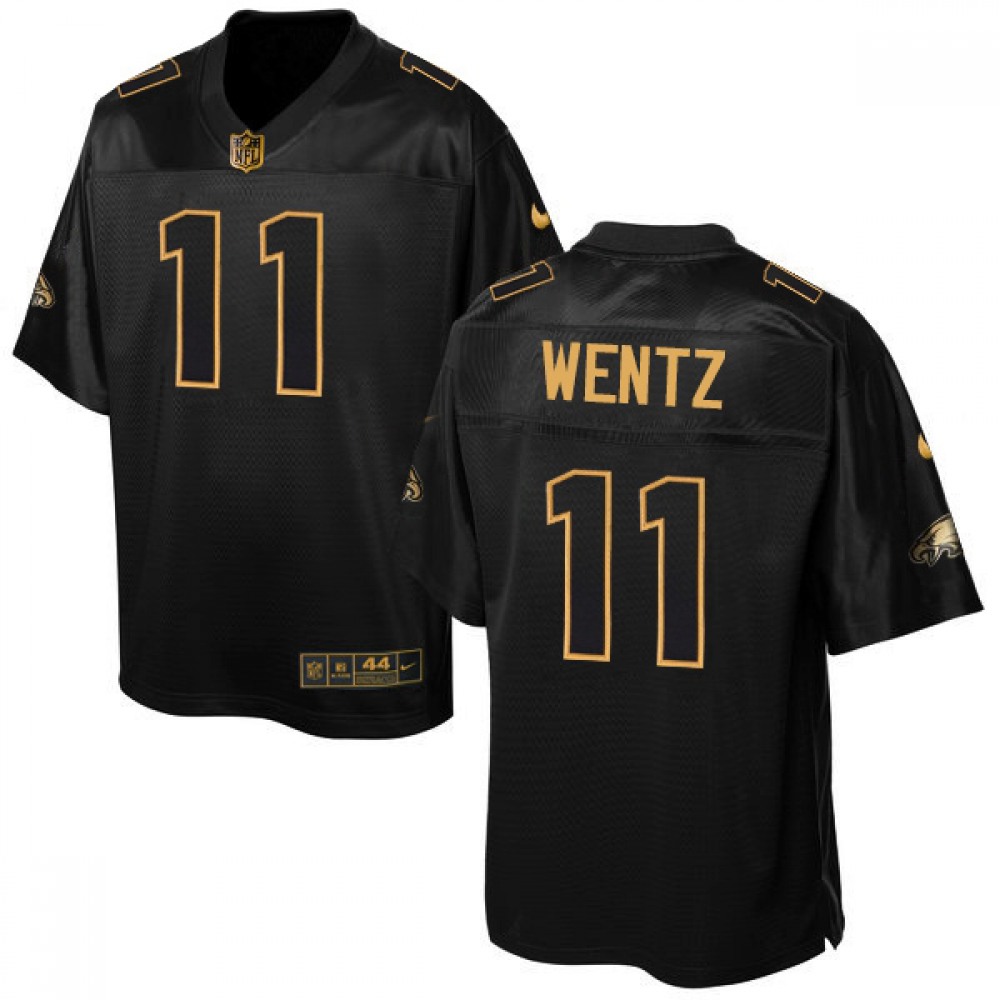 Nike Eagles #11 Carson Wentz Black Men's Stitched NFL Elite Pro Line Gold Collection Jersey Nike Eagles #11 Carson Wentz Black Men's Stitched NFL Elite Pro Line Gold Collection Jersey