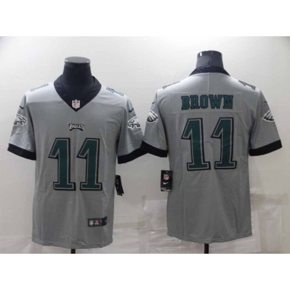 Men's Philadelphia Eagles #11 A. J. Brown Grey Vapor Untouchable Limited Stitched Jersey Men's Philadelphia Eagles #11 A. J. Brown Grey Vapor Untouchable Limited Stitched Jersey