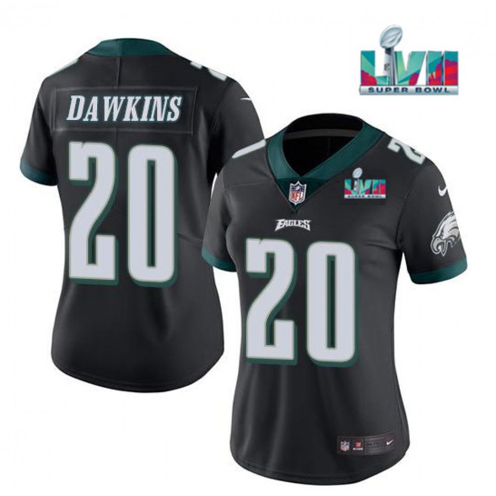 Women's Philadelphia Eagles #20 Brian Dawkins Black Super Bowl LVII PatchVapor Untouchable Limited Stitched Football Jersey(Run Small) Women's Philadelphia Eagles #20 Brian Dawkins Black Super Bowl LVII PatchVapor Untouchable Limited Stitched Football Jersey(Run Small)
