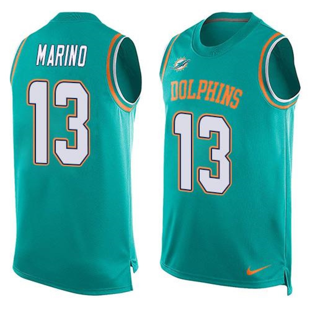 Nike Dolphins #13 Dan Marino Aqua Green Team Color Men's Stitched NFL Limited Tank Top Jersey
