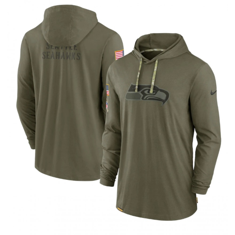 Men's Seattle Seahawks 2022 Olive Salute to Service Tonal Pullover Hoodie Men's Seattle Seahawks 2022 Olive Salute to Service Tonal Pullover Hoodie